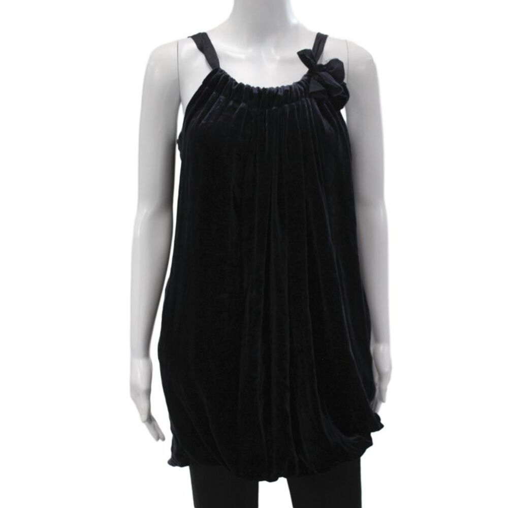 DKNY Women Blouson Scoop Neck Sleeveless Black Viscose Size 4